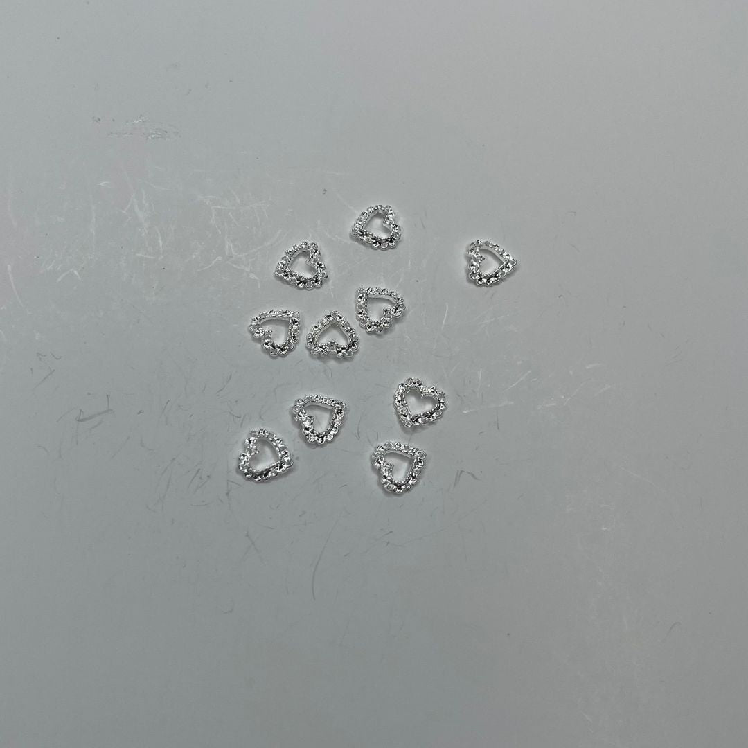 10 Pcs Studded Heart Charms