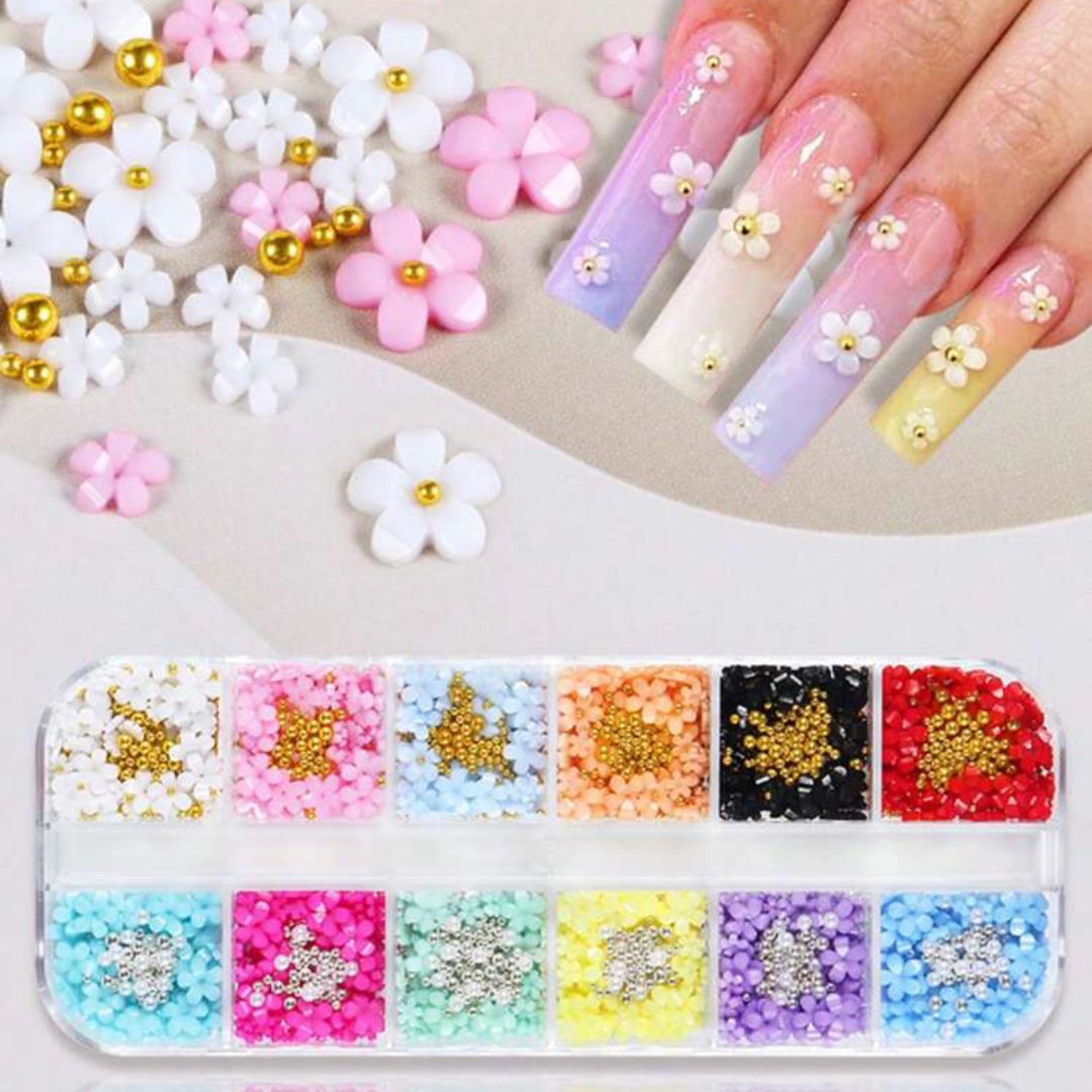 12 PCS 3D Flower Nail Art