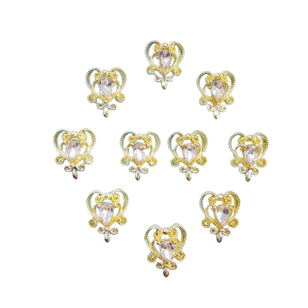 10 Pcs Crystal Heart Charms