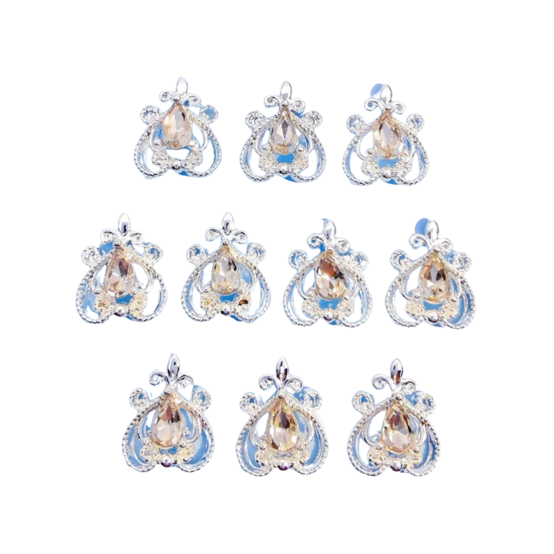 10 Pcs Crystal Heart Charms